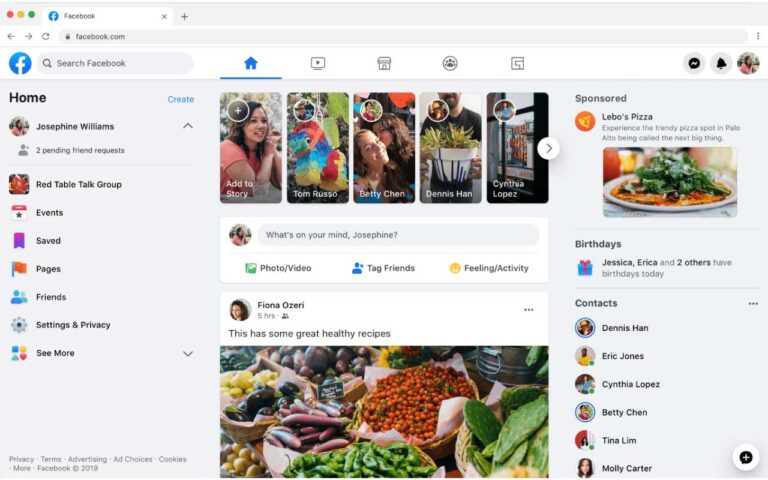 O feed de publicações, página inicial da rede social, em foto publicada no artigo O novo Facebook