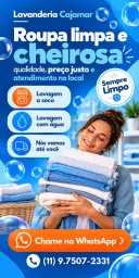 Lavanderia Cajamar: roupa limpa e cheirosa, lavagem a seco, lavagem com água e busca em casa. Chame no WhatsApp (11) 9.7507-2331.