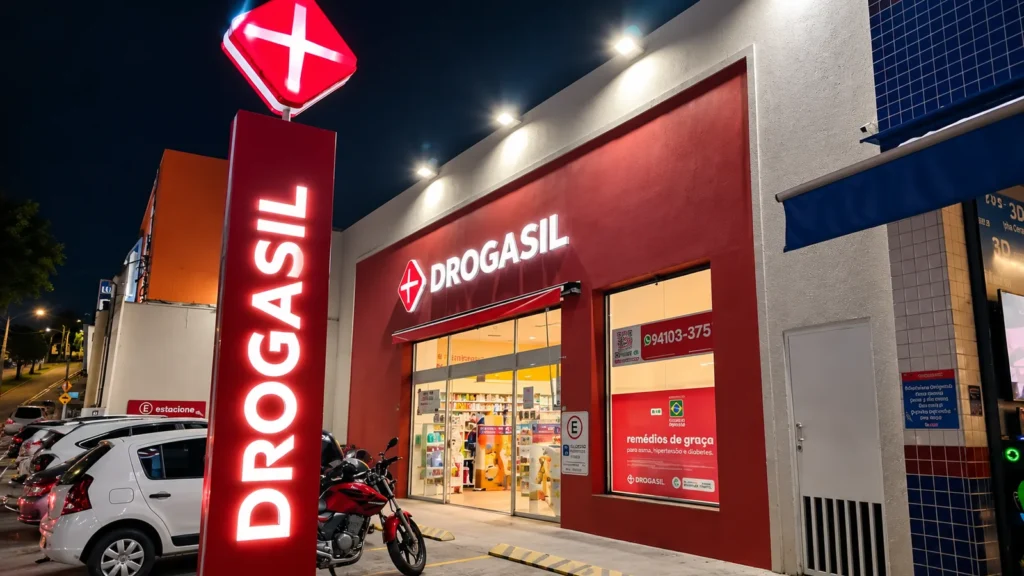 Fachada da Drogasil na Rua Treze de Maio, no Jardim Frediani, em Santana de Parnaíba.