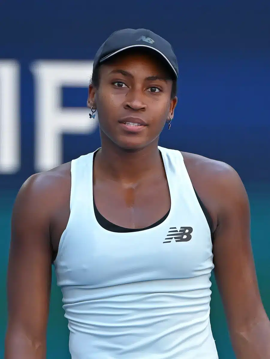 Coco Gauff durante partida do Miami Open de 2026, em imagem de arquivo que não é registro do torneio de Wuhan