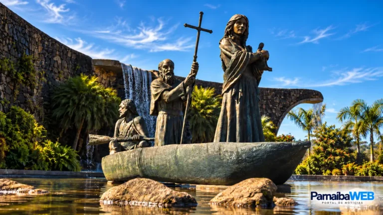 Esculturas de bronze em uma canoa no Monumento aos Bandeirantes, entre elas a de Suzana Dias